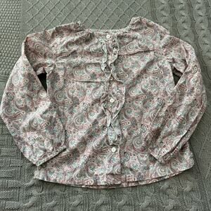 Olive Juice Pink & Blue Paisley Blouse ~ 8